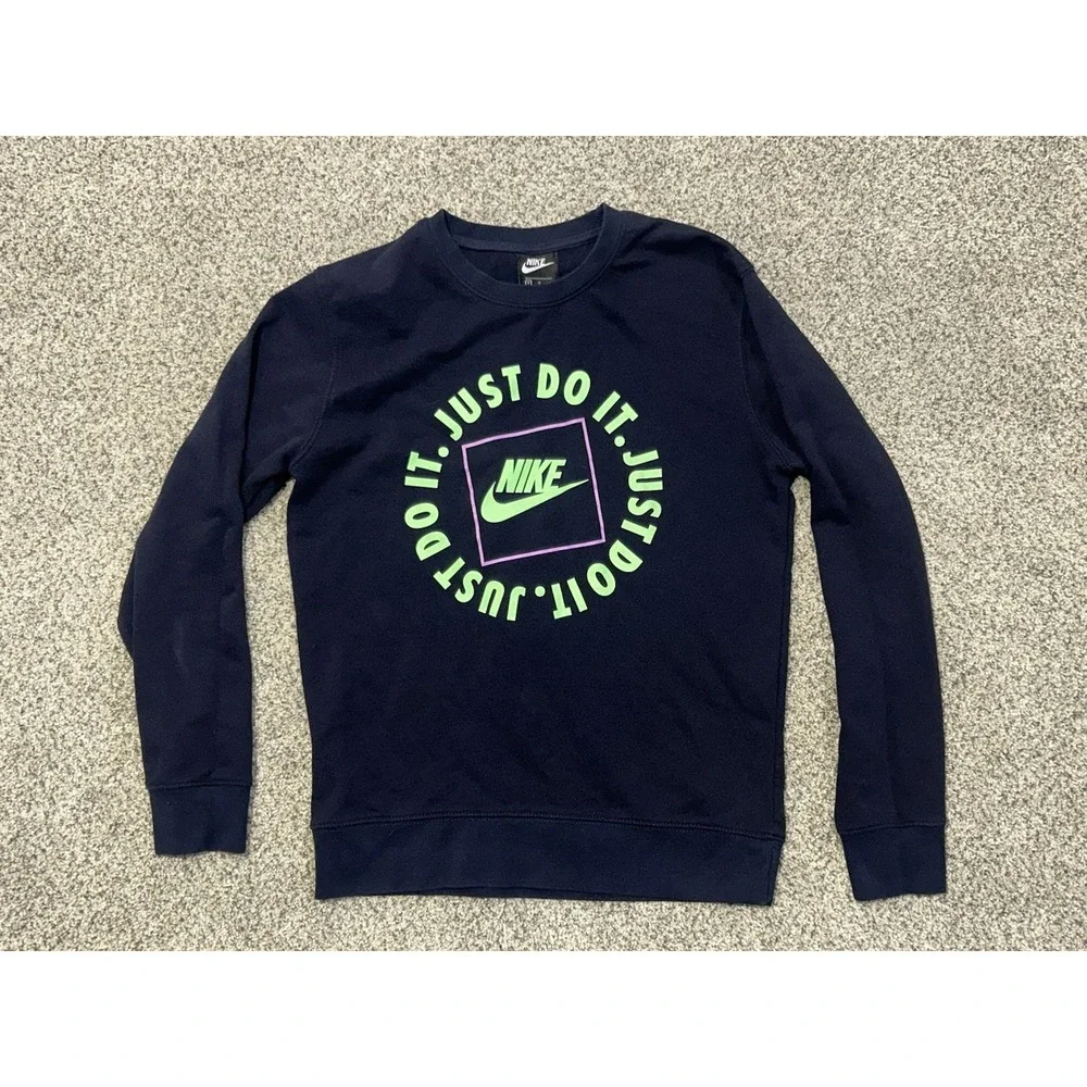 Nike Men's SMALL Sweatshirt Just Do It Pullover Crewneck Long Sleeve Athletic
